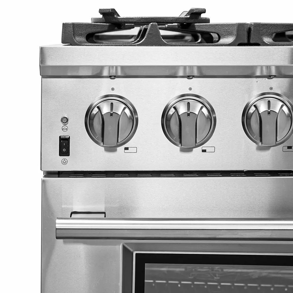 Forno Capriasca 36-Inch Gas Range, Stainless Steel, 6 Brass Burners, 120,000 BTU, Convection Oven, Energy Efficient FORNO
