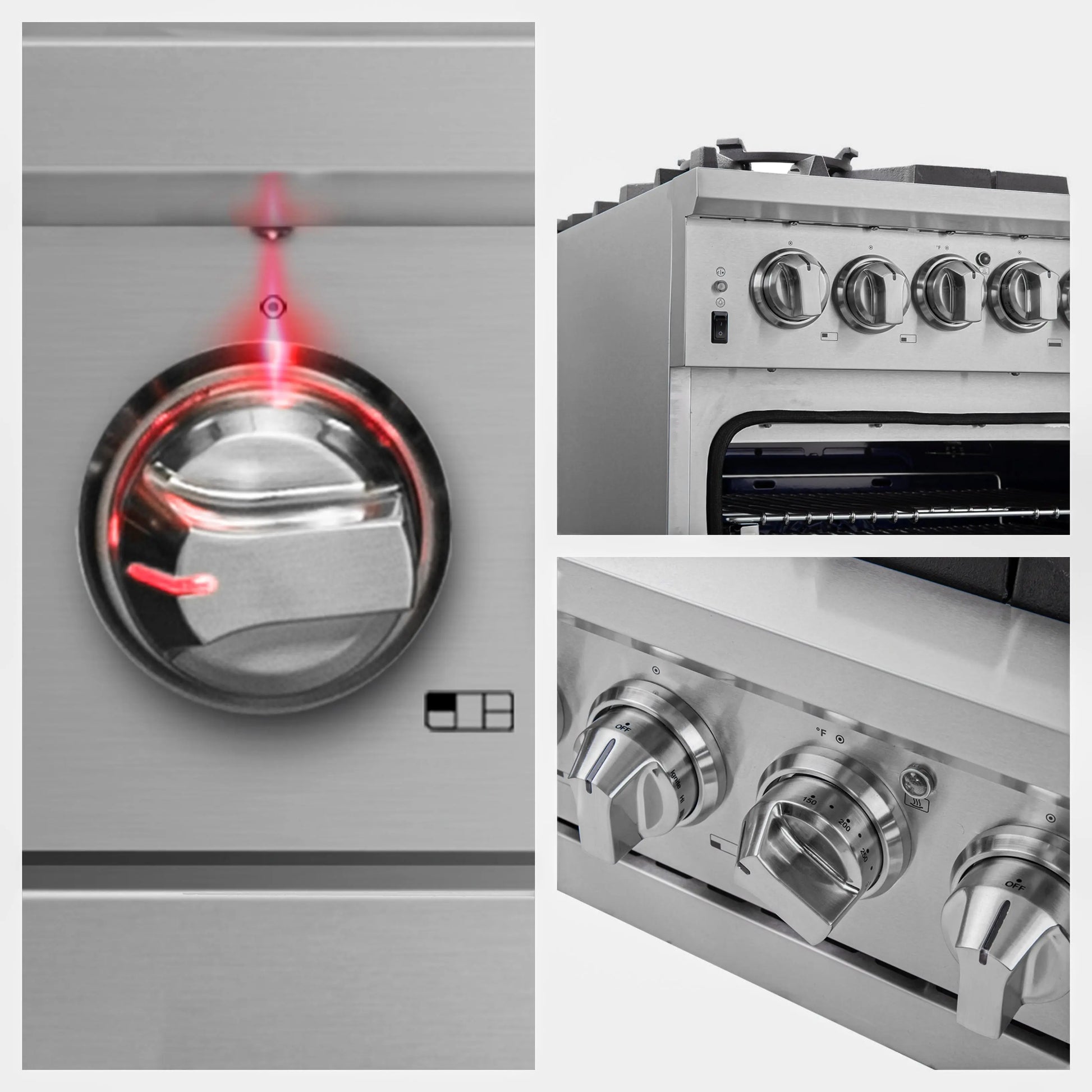 Forno Capriasca 36-Inch Gas Range, Stainless Steel, 6 Brass Burners, 120,000 BTU, Convection Oven, Energy Efficient FORNO