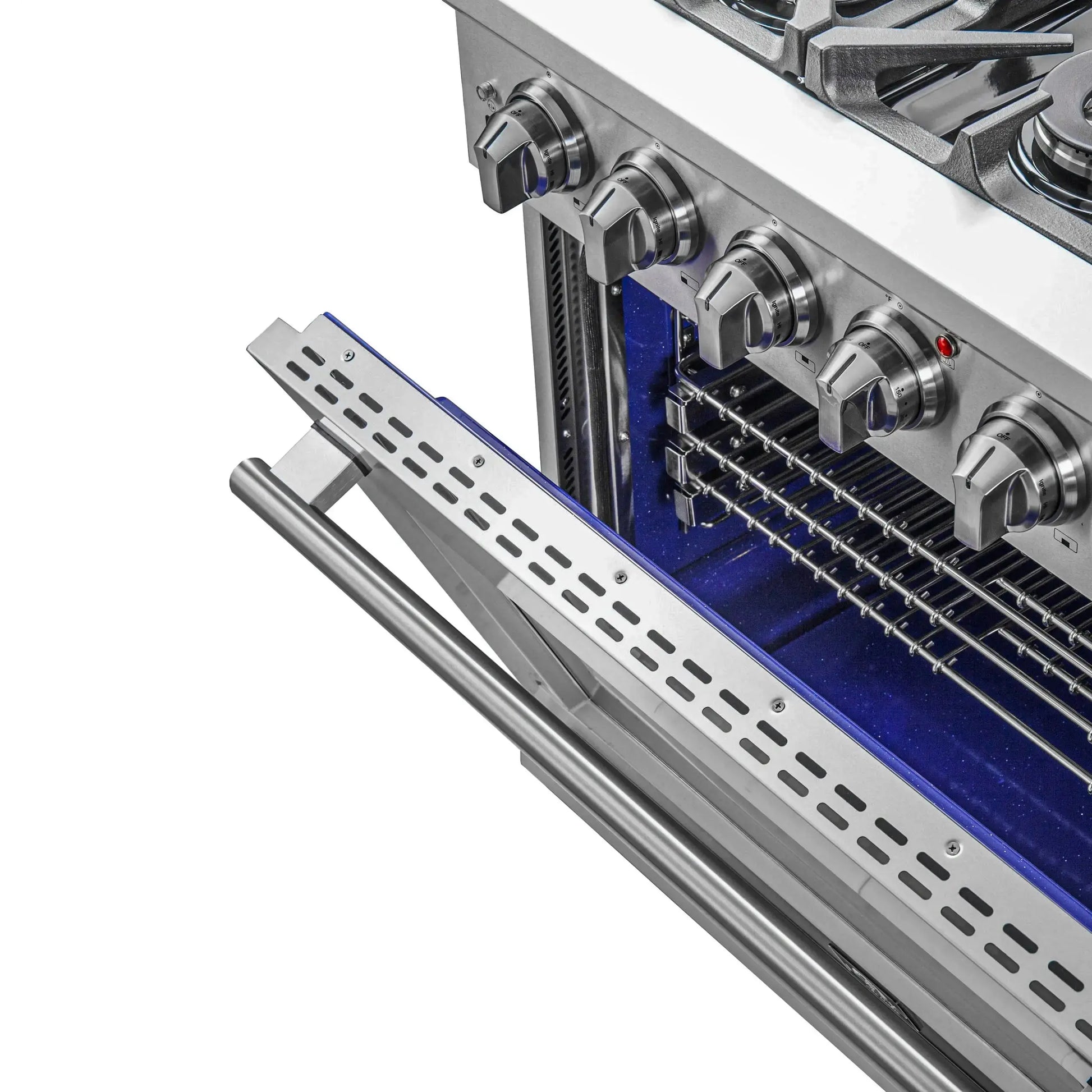 Forno Capriasca 36-Inch Gas Range, Stainless Steel, 6 Brass Burners, 120,000 BTU, Convection Oven, Energy Efficient FORNO