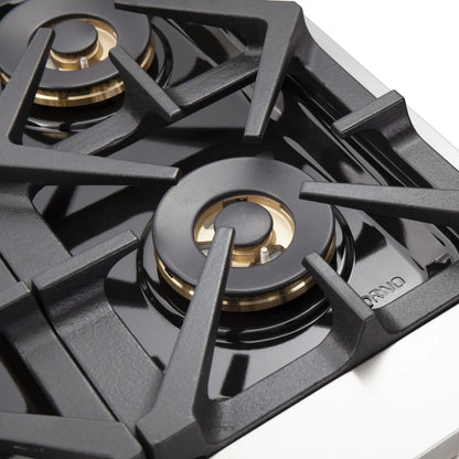 FORNO Capriasca 48-inch Gas Range Stainless Steel, 8 Brass Burners 160,000 BTU, 6.58 cu.ft. Double Oven FORNO