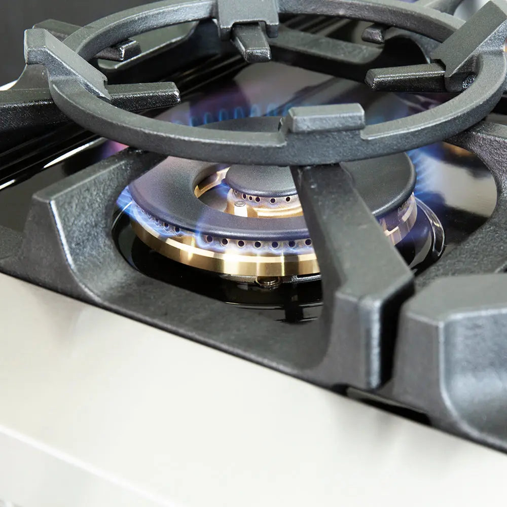 FORNO Capriasca 48-inch Gas Range Stainless Steel, 8 Brass Burners 160,000 BTU, 6.58 cu.ft. Double Oven FORNO