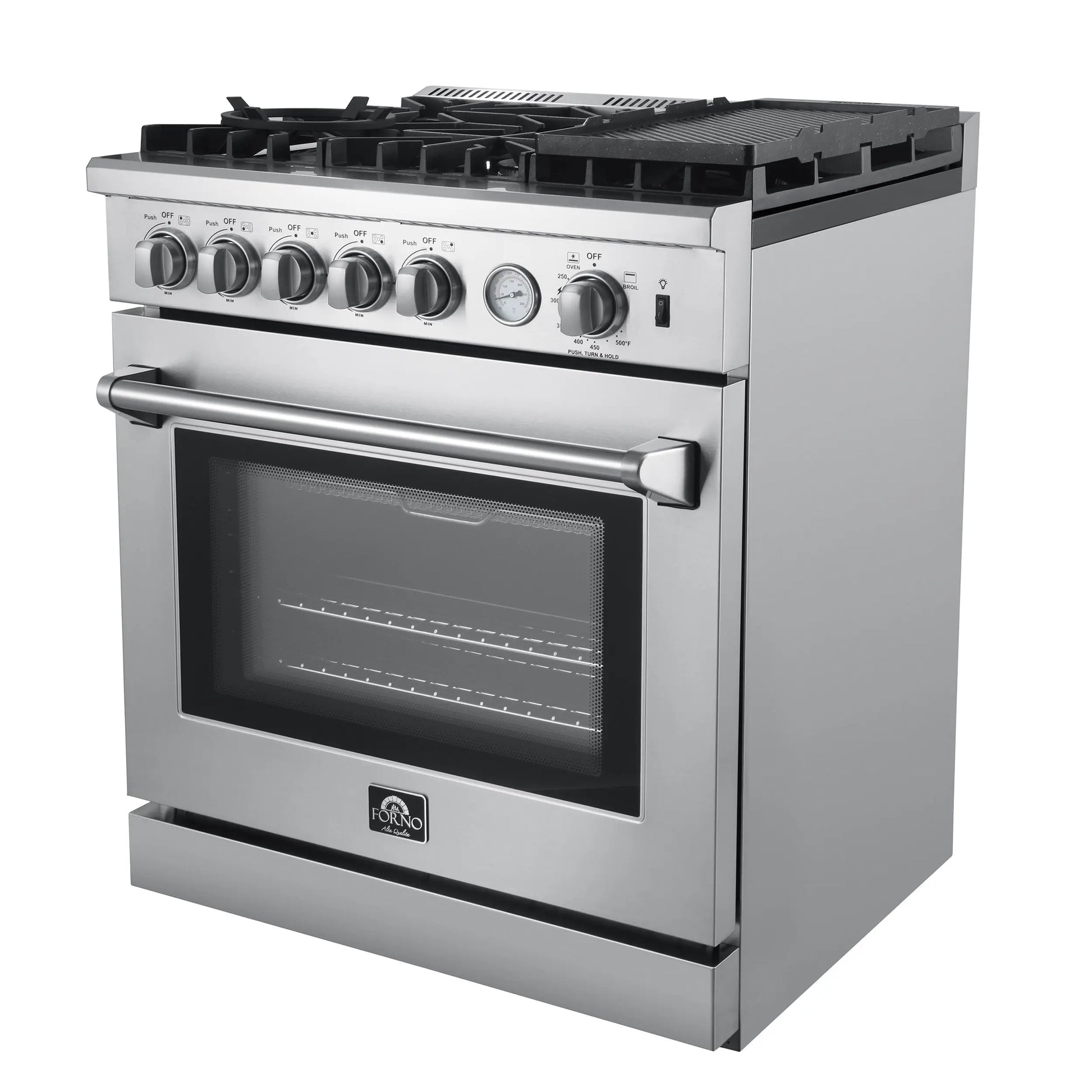 Forno Lazio 30-Inch Freestanding Gas Range, 4 Burners, Convection Oven, Energy Efficient FORNO
