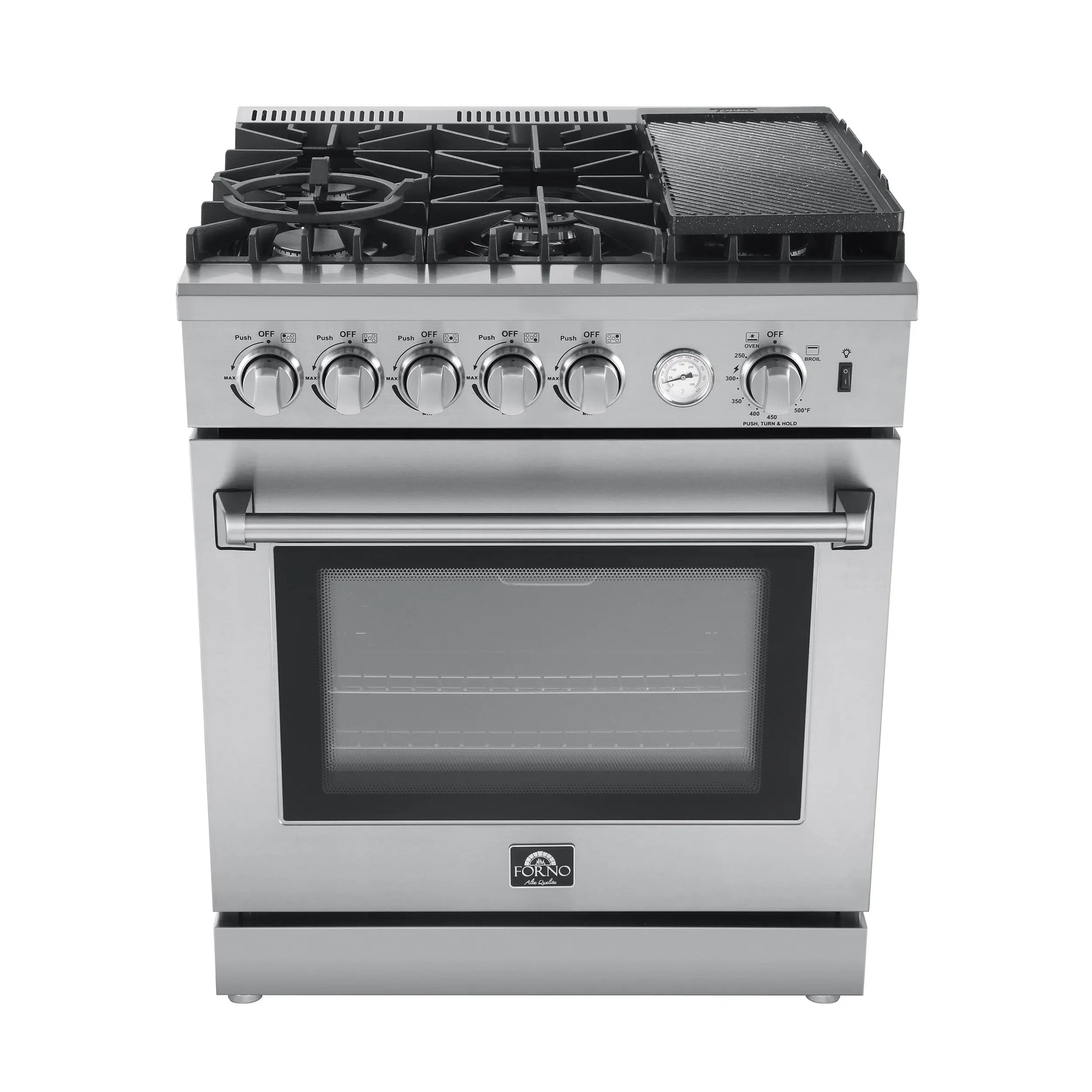 Forno Lazio 30-Inch Freestanding Gas Range, 4 Burners, Convection Oven, Energy Efficient FORNO