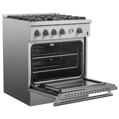 FORNO Premium 2-Piece Kitchen Bundle - Marco 30-inch Gas Range Stainless Steel, Forno Salerno 33" Side-by-Side Stainless Steel Refrigerator 15.6 cu.ft - FBDL-021-01CAUS FORNO