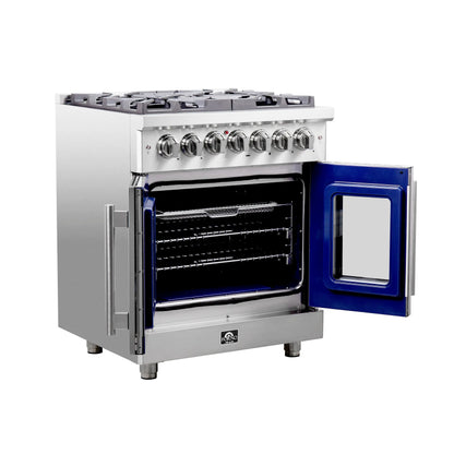 Forno Massimo 30-Inch Freestanding French Door Dual Fuel Range, 4 Burners, True Convection Oven FORNO