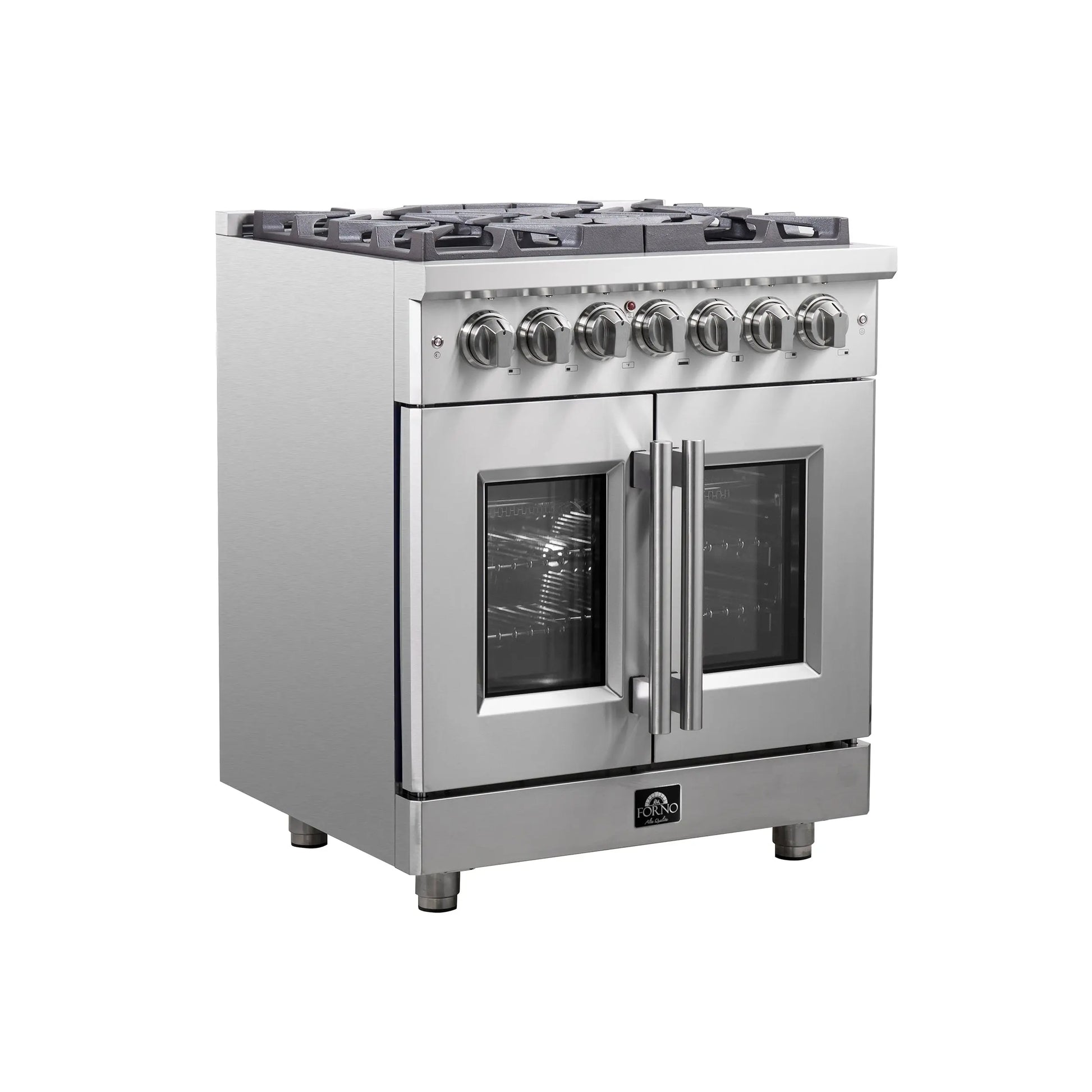 Forno Massimo 30-Inch Freestanding French Door Dual Fuel Range, 4 Burners, True Convection Oven FORNO