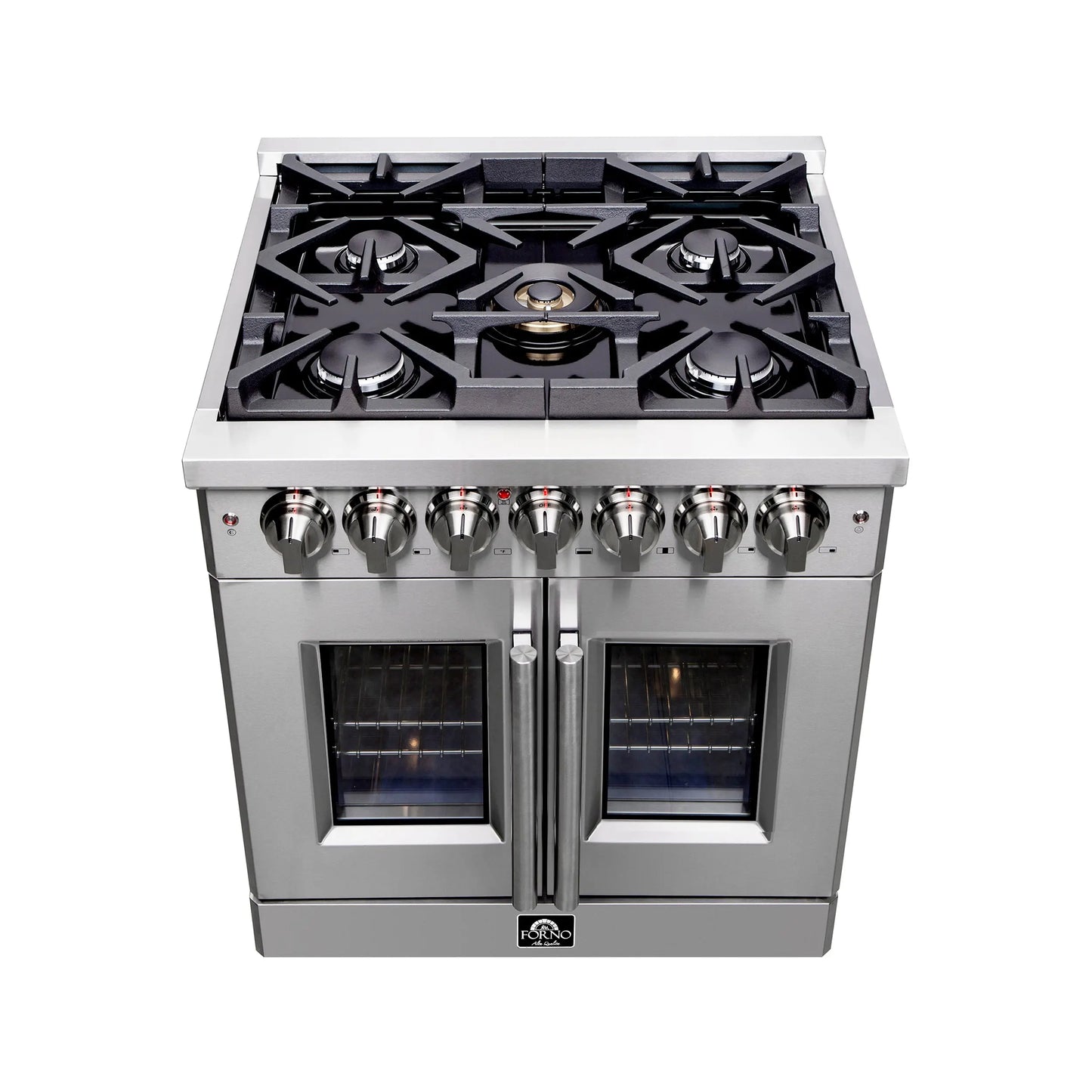 Forno Massimo 30-Inch Freestanding French Door Dual Fuel Range, 4 Burners, True Convection Oven FORNO