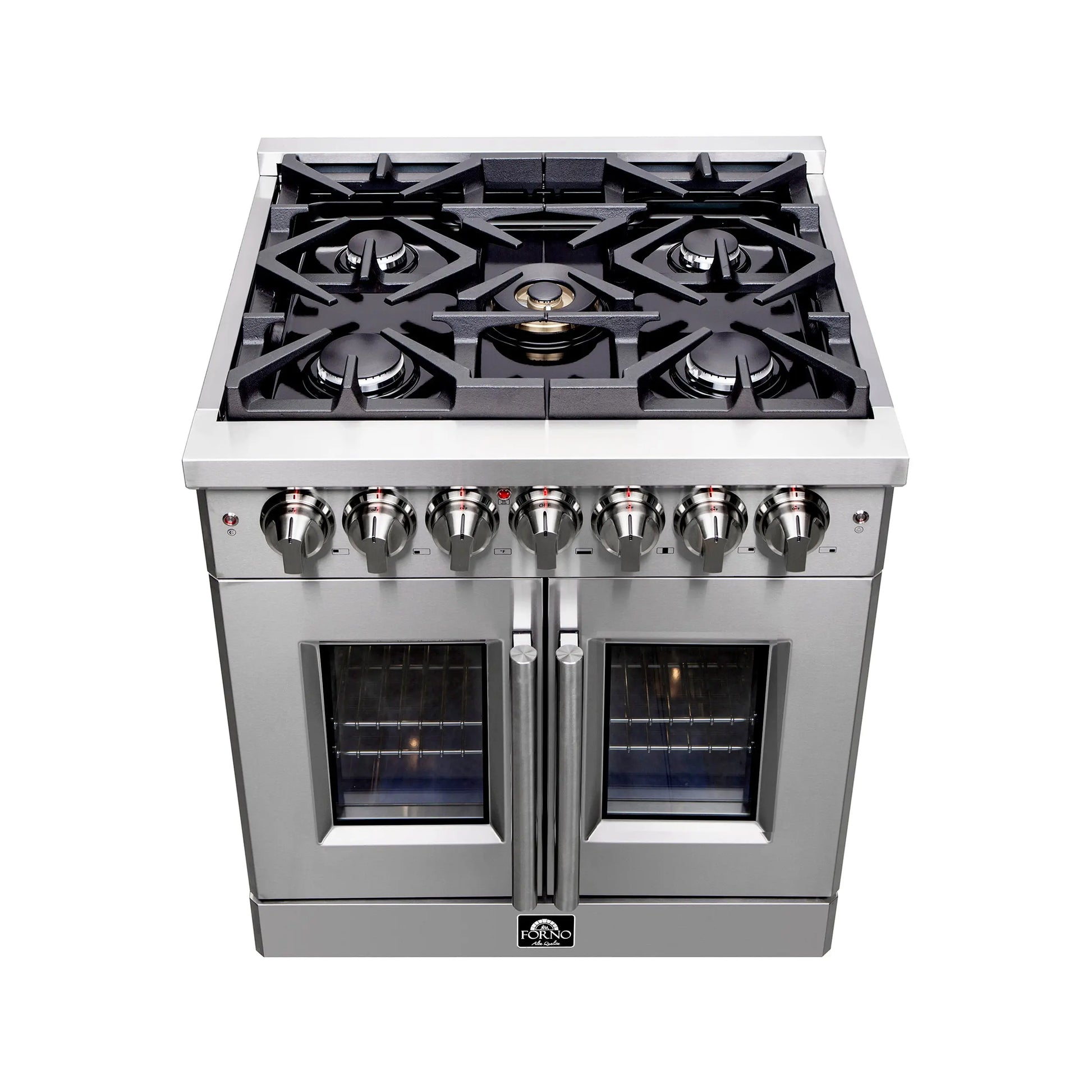 Forno Massimo 30-Inch Freestanding French Door Dual Fuel Range, 4 Burners, True Convection Oven FORNO