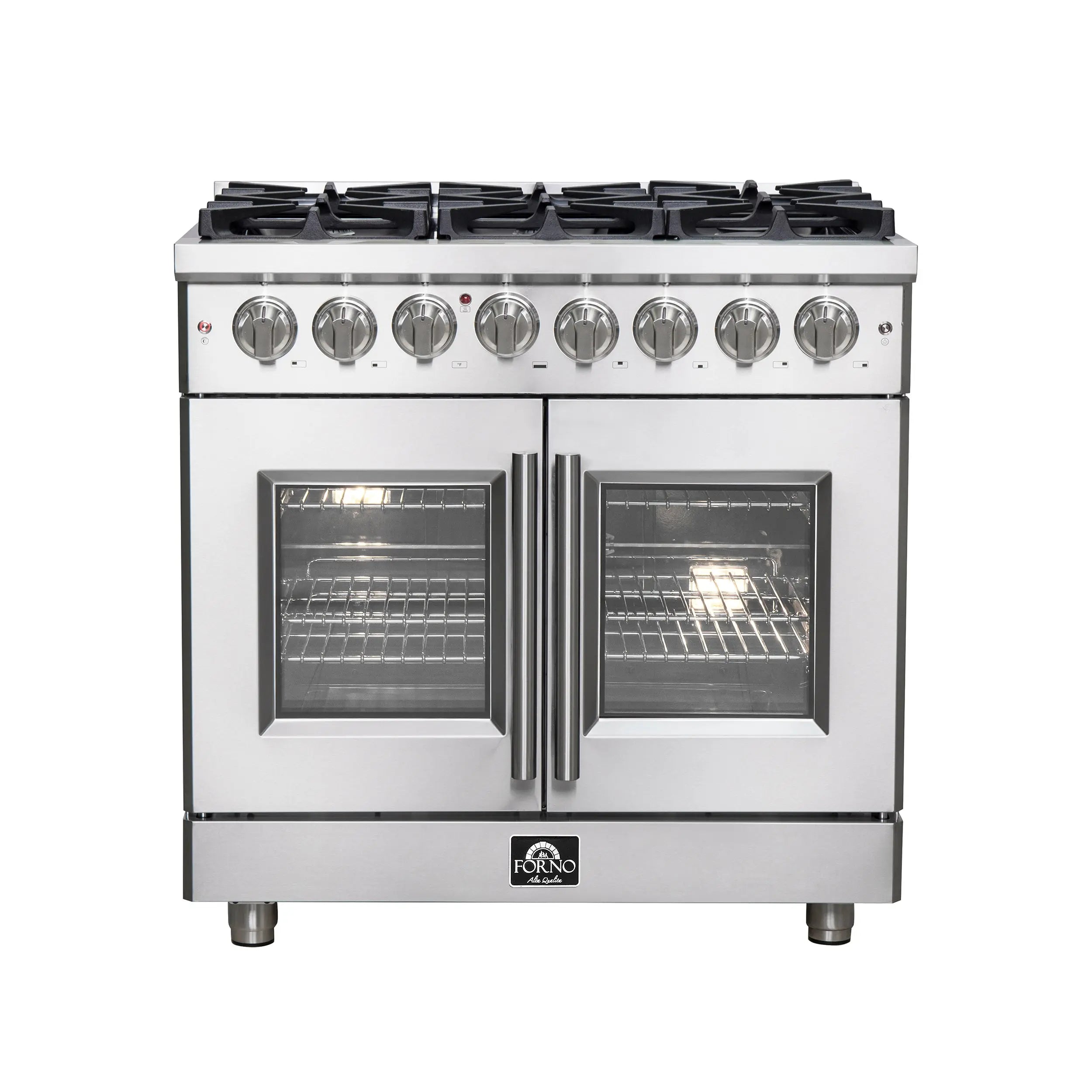 Forno Massimo 36-Inch Freestanding French Door Dual Fuel Range, 6 Burners, True Convection Oven FORNO
