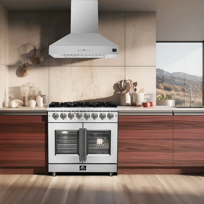 Forno Massimo 36-Inch Freestanding French Door Dual Fuel Range, 6 Burners, True Convection Oven FORNO