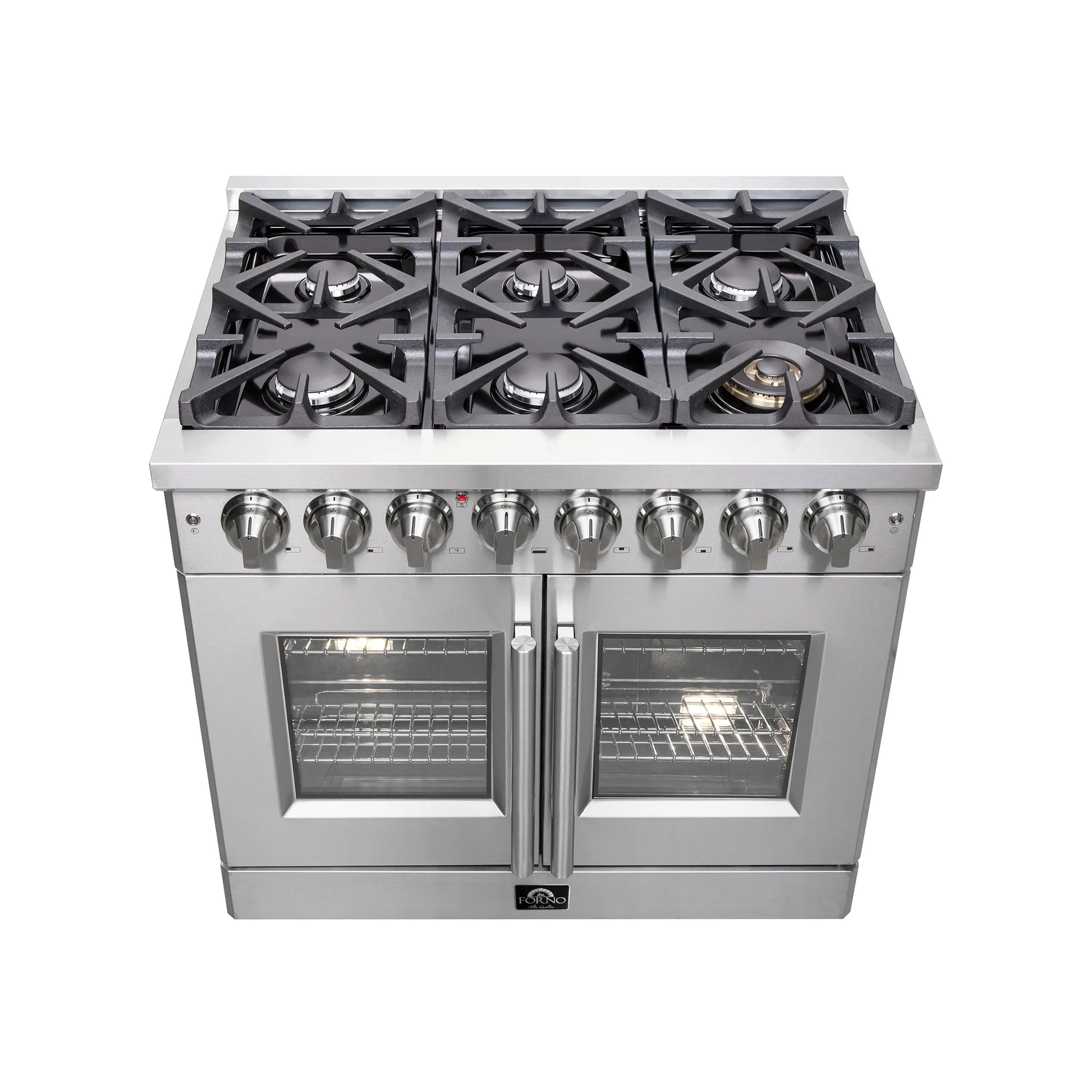 Forno Massimo 36-Inch Freestanding French Door Dual Fuel Range, 6 Burners, True Convection Oven FORNO