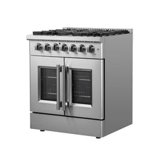 Forno Galiano 30-inch French Door Dual Fuel Range All Stainless Steel, 5 Sealed Burners 68,000 BTU, 4.32 cu.ft. True Convection Oven FORNO