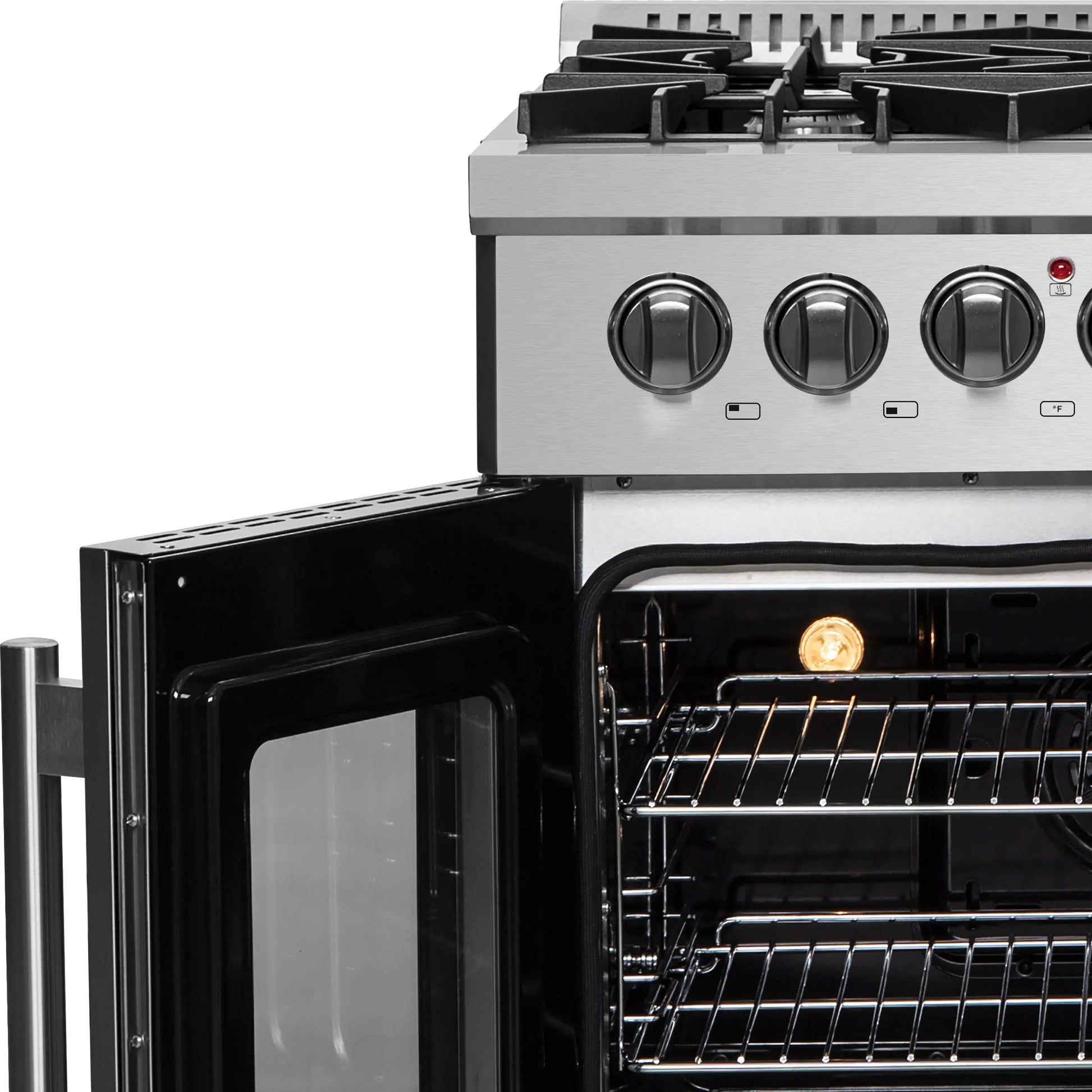 Forno Galiano 30-inch French Door Dual Fuel Range All Stainless Steel, 5 Sealed Burners 68,000 BTU, 4.32 cu.ft. True Convection Oven FORNO