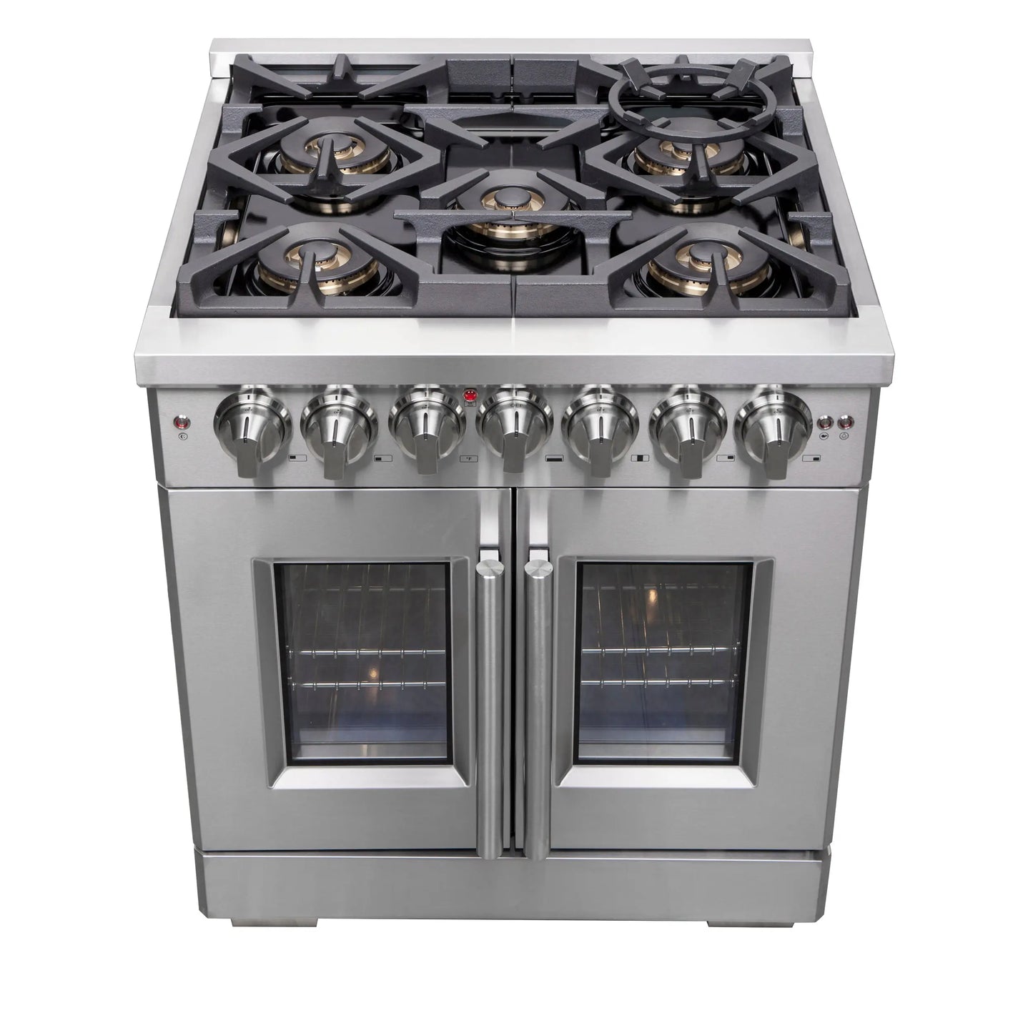 Forno Capriasca 30-Inch Freestanding French Door Dual Fuel Range, 4 Burners, True Convection Oven FORNO