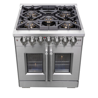 Forno Capriasca 30-Inch Freestanding French Door Dual Fuel Range, 4 Burners, True Convection Oven FORNO