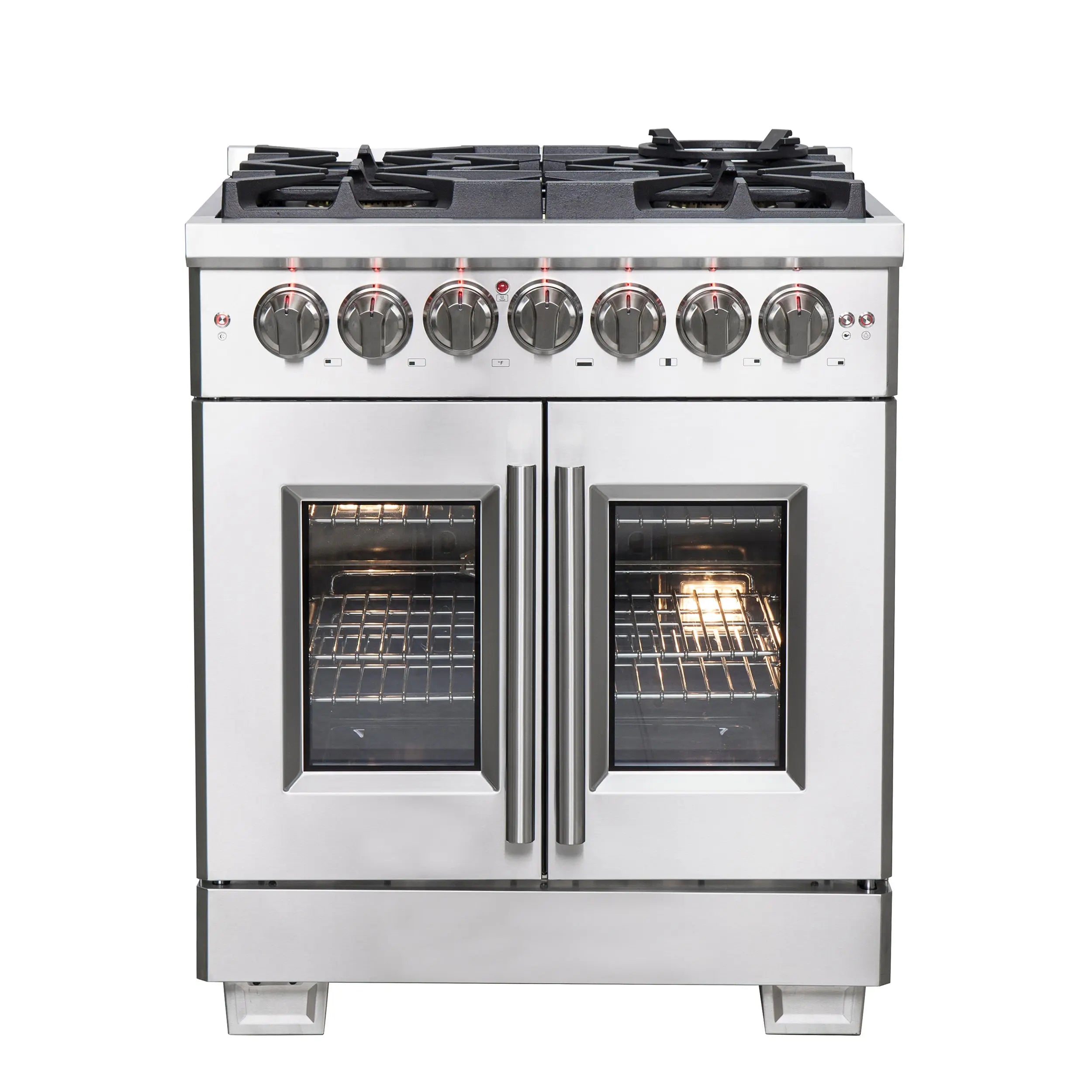 Forno Capriasca 30-Inch Freestanding French Door Dual Fuel Range, 4 Burners, True Convection Oven FORNO