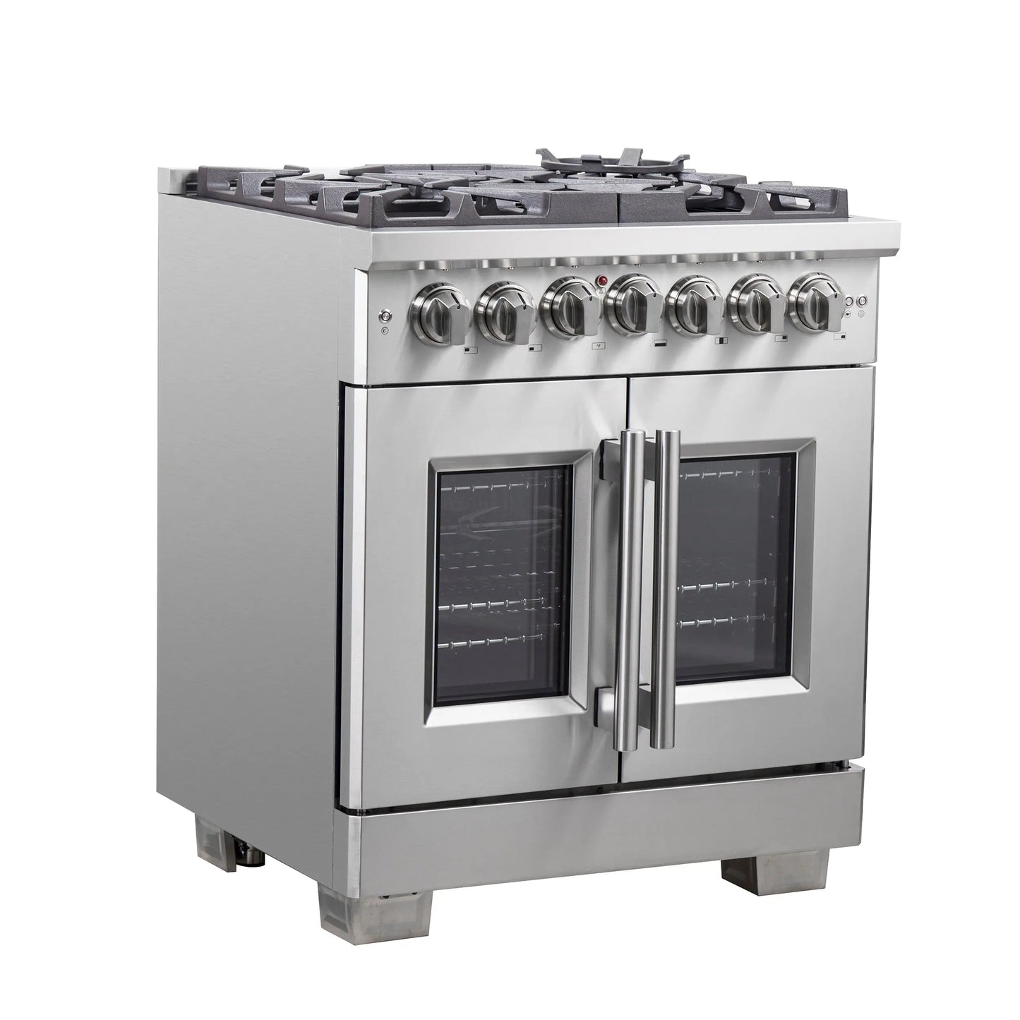 Forno Capriasca 30-Inch Freestanding French Door Dual Fuel Range, 4 Burners, True Convection Oven FORNO