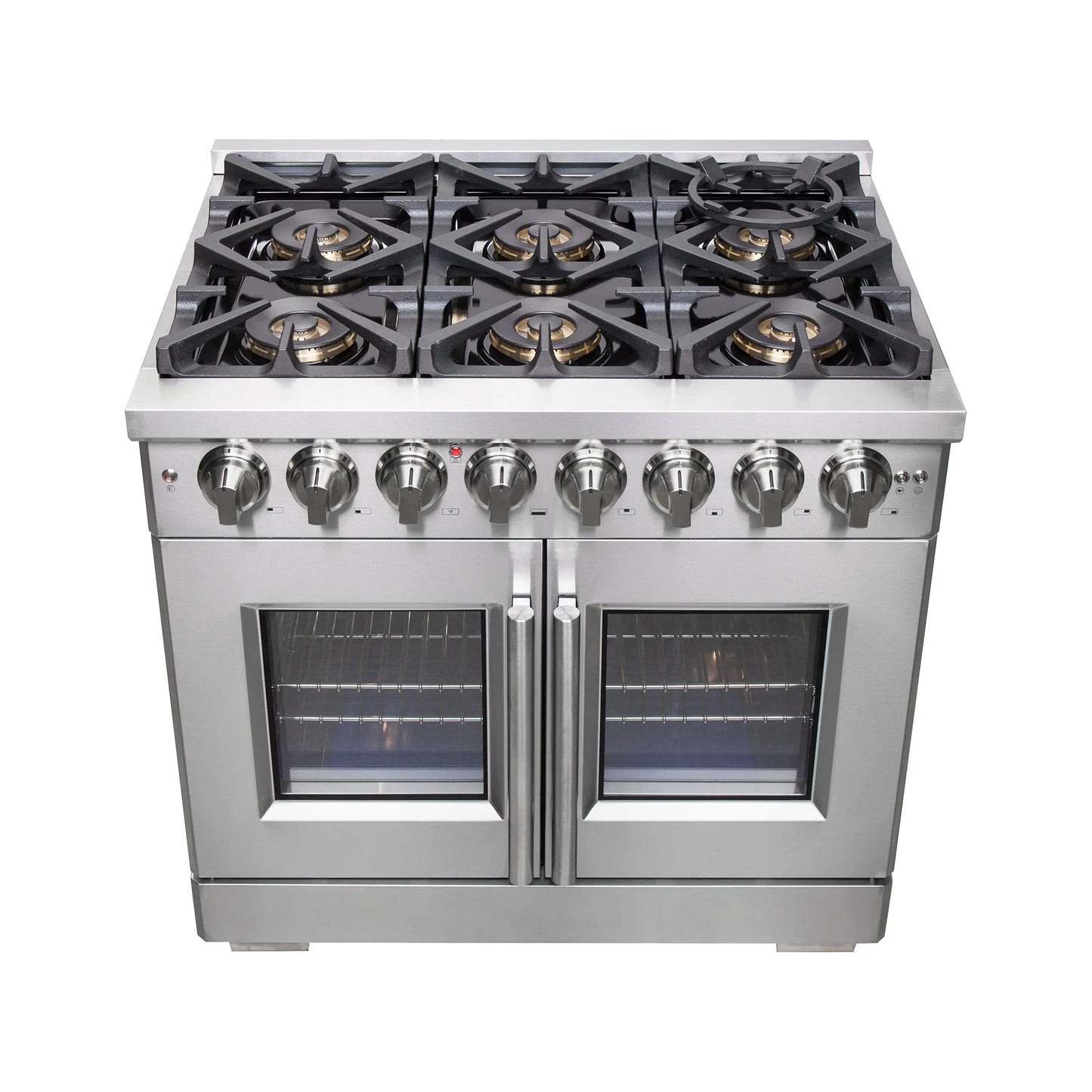 Forno Capriasca 36-Inch Freestanding French Door Dual Fuel Range, 6 Burners, True Convection Oven FORNO