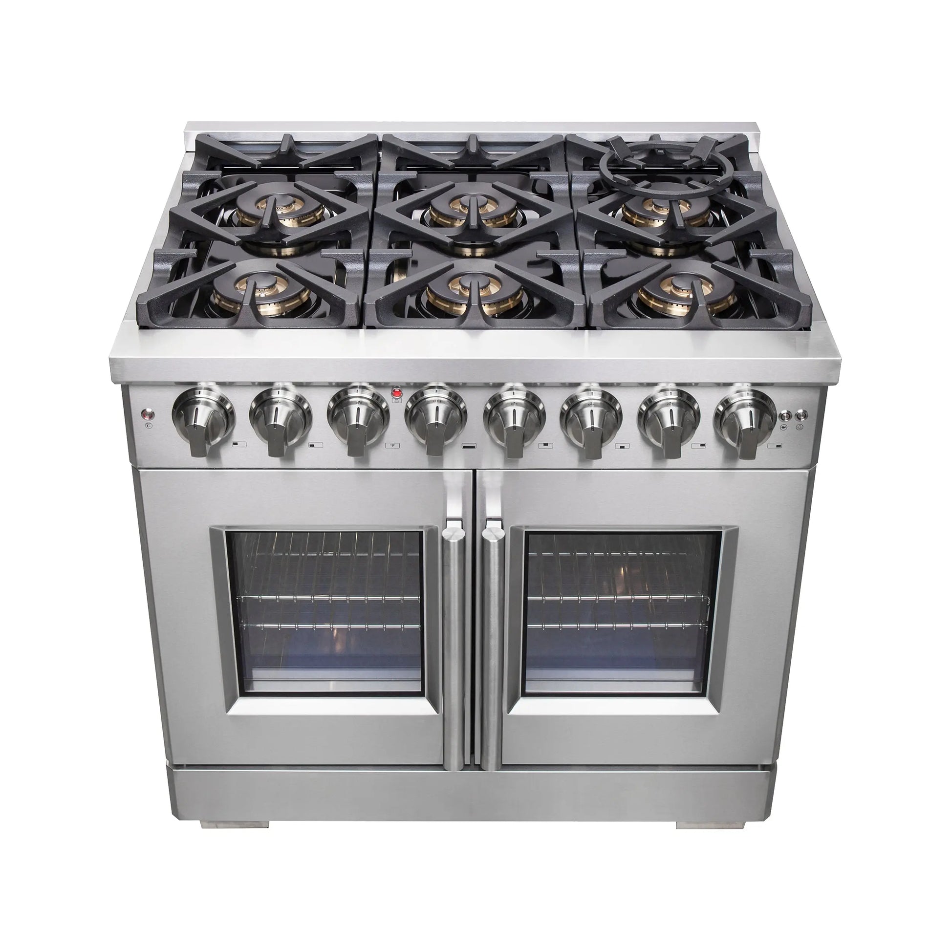 Forno Capriasca 36-Inch Freestanding French Door Dual Fuel Range, 6 Burners, True Convection Oven FORNO