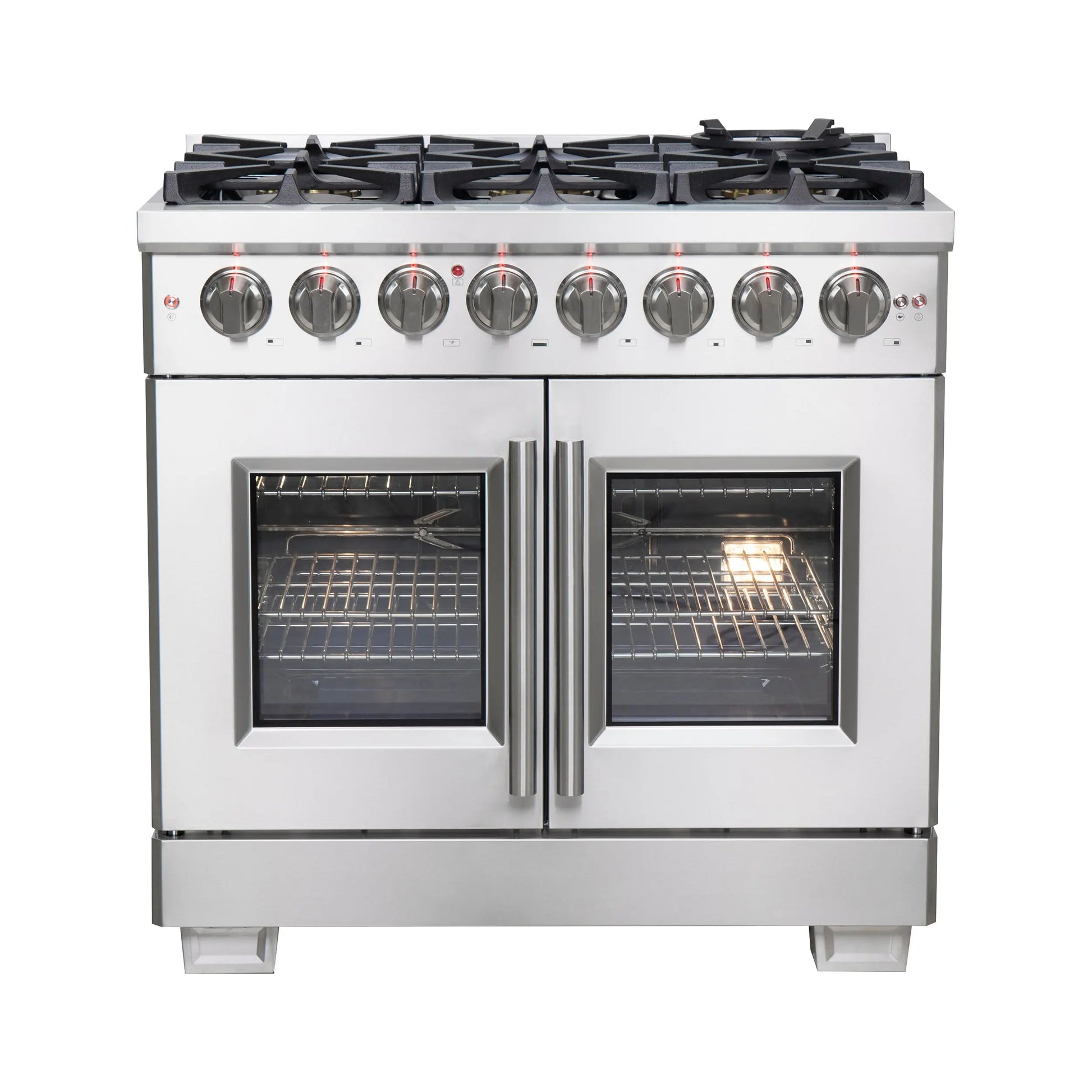 Forno Capriasca 36-Inch Freestanding French Door Dual Fuel Range, 6 Burners, True Convection Oven FORNO