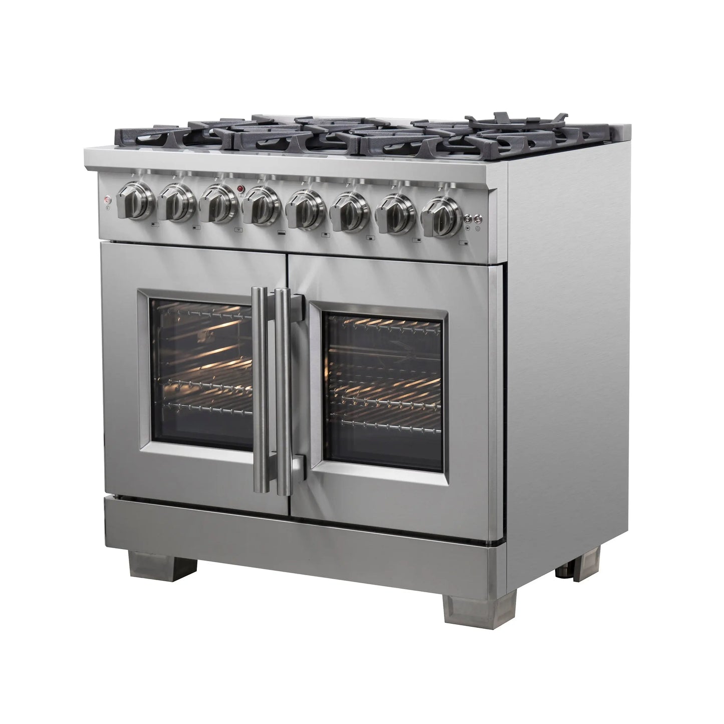 Forno Capriasca 36-Inch Freestanding French Door Dual Fuel Range, 6 Burners, True Convection Oven FORNO