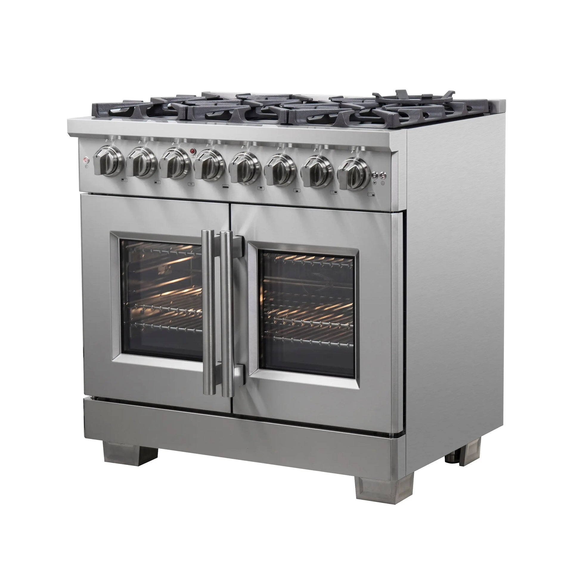Forno Capriasca 36-Inch Freestanding French Door Dual Fuel Range, 6 Burners, True Convection Oven FORNO