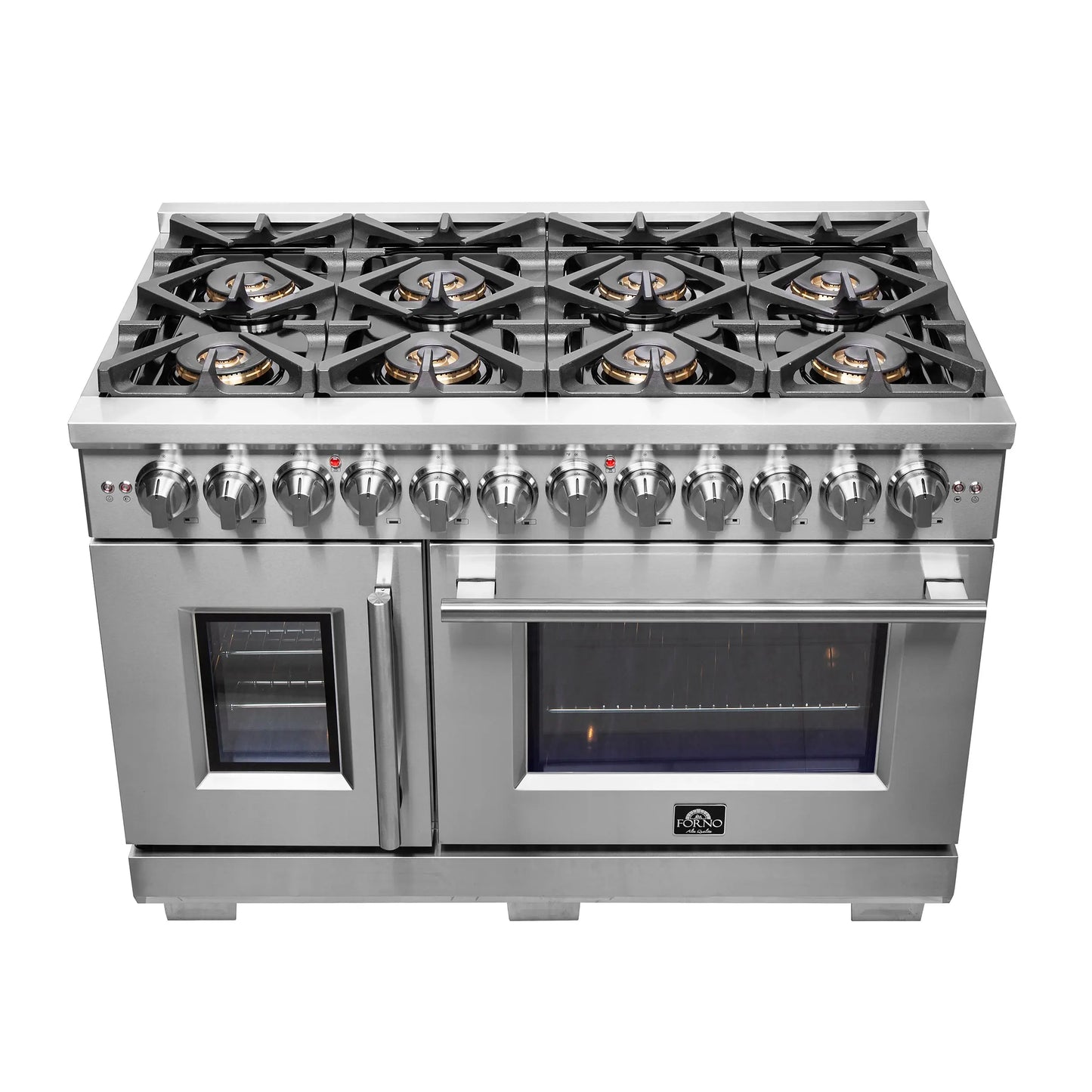 Forno Capriasca 48-Inch Freestanding French Door Dual Fuel Range, 8 Burners, True Convection Oven FORNO