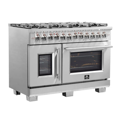 Forno Capriasca 48-Inch Freestanding French Door Dual Fuel Range, 8 Burners, True Convection Oven FORNO