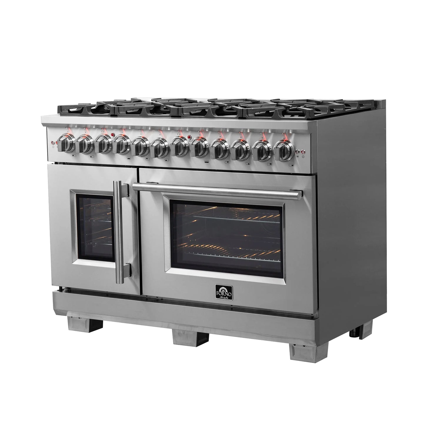 Forno Capriasca 48-Inch Freestanding French Door Dual Fuel Range, 8 Burners, True Convection Oven FORNO