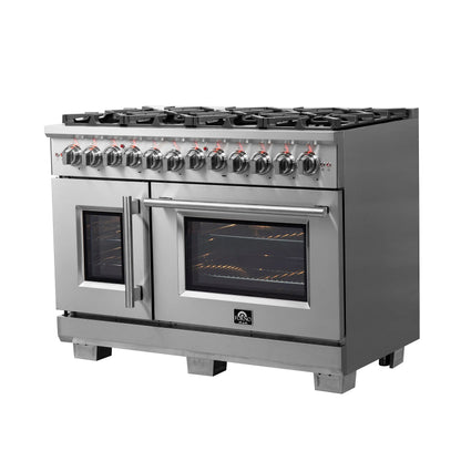 Forno Capriasca 48-Inch Freestanding French Door Dual Fuel Range, 8 Burners, True Convection Oven FORNO