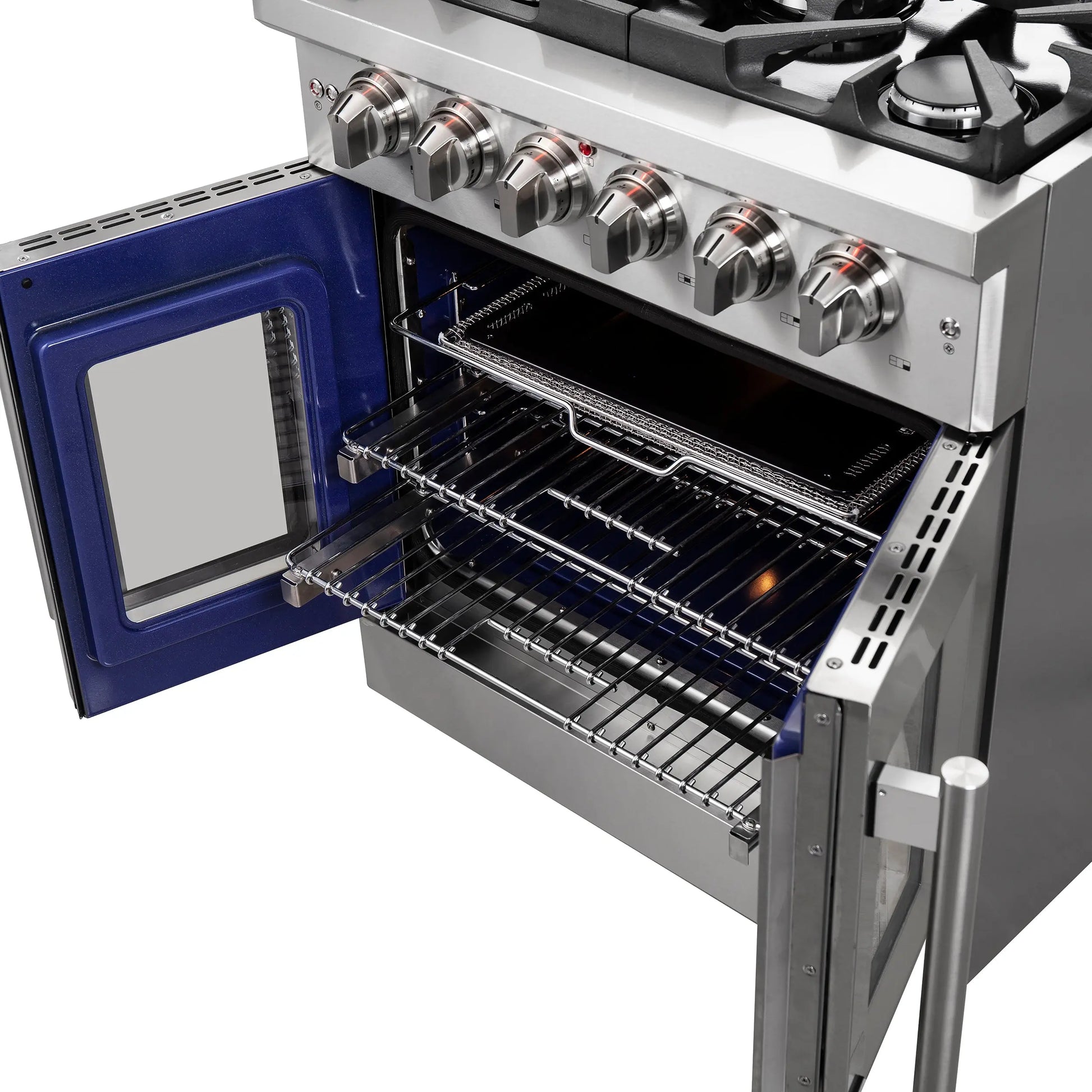 Forno Massimo 30-Inch Freestanding French Door Gas Range, 4 Burners, Convection Oven, Energy Efficient FORNO