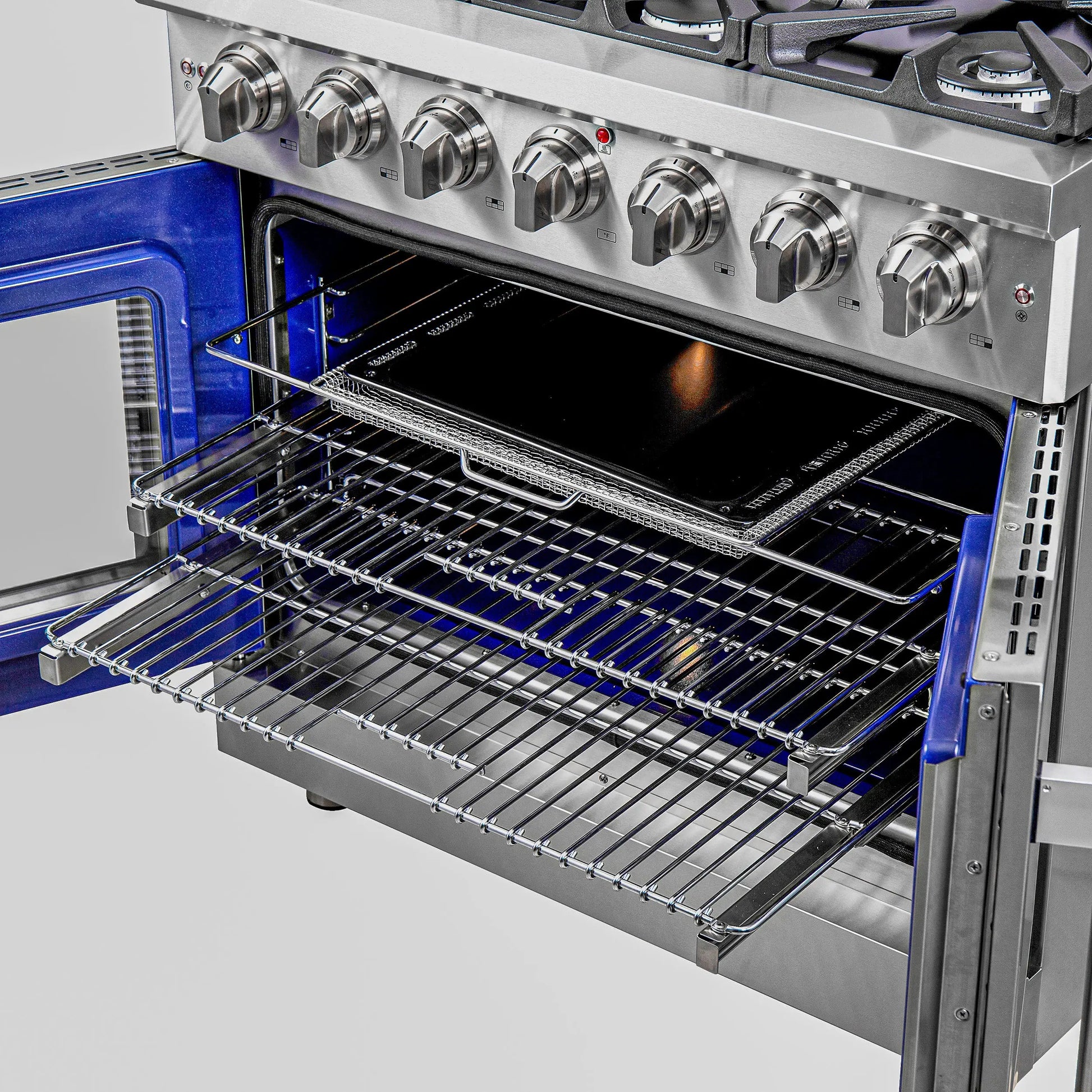 Forno Massimo 36-Inch Freestanding French Door Gas Range, 6 Burners, Convection Oven, Energy Efficient FORNO
