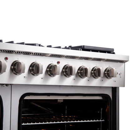 Forno Galiano 48-Inch Freestanding French Door Gas Range, 8 Burners, Griddle, Convection Oven, Energy Efficient FORNO