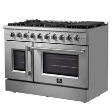 Forno Galiano 48-Inch Freestanding French Door Gas Range, 8 Burners, Griddle, Convection Oven, Energy Efficient FORNO