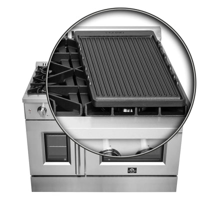 Forno Galiano 48-Inch Freestanding French Door Gas Range, 8 Burners, Griddle, Convection Oven, Energy Efficient FORNO