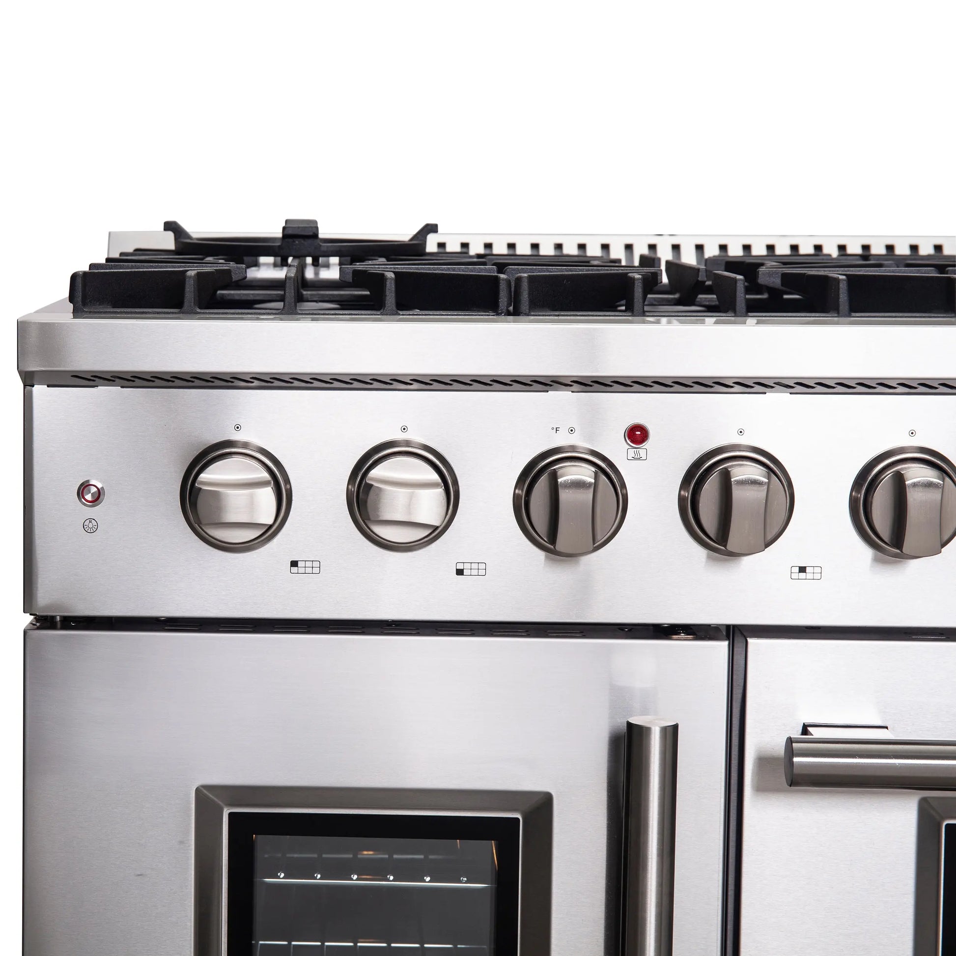 Forno Galiano 48-Inch Freestanding French Door Gas Range, 8 Burners, Griddle, Convection Oven, Energy Efficient FORNO