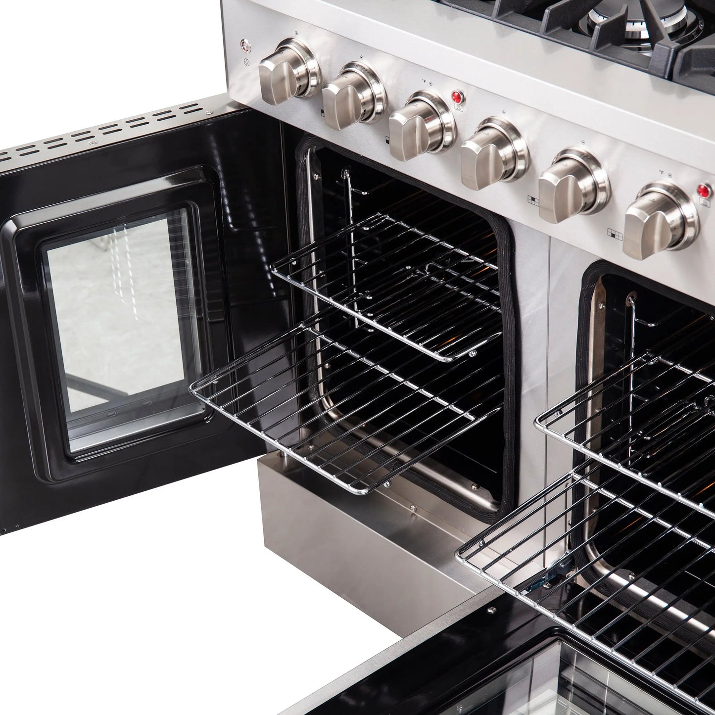 Forno Galiano 48-Inch Freestanding French Door Gas Range, 8 Burners, Griddle, Convection Oven, Energy Efficient FORNO