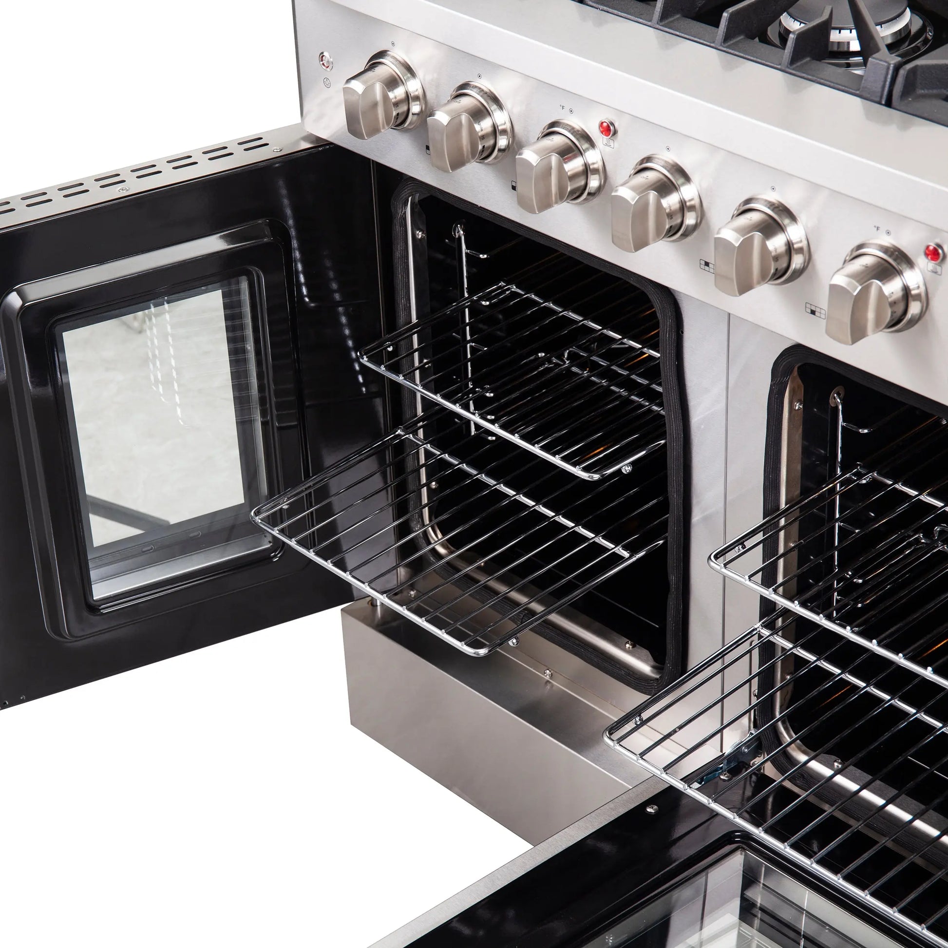 Forno Galiano 48-Inch Freestanding French Door Gas Range, 8 Burners, Griddle, Convection Oven, Energy Efficient FORNO