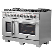 Forno Capriasca 48-Inch Freestanding French Door Gas Range, 8 Burners, Convection Oven, Energy Efficient FORNO
