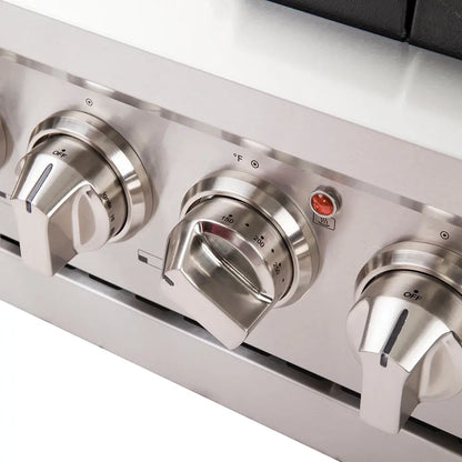 FORNO Capriasca 48-inch Gas Range Stainless Steel, 8 Brass Burners 160,000 BTU, 6.58 cu.ft. Double Oven FORNO