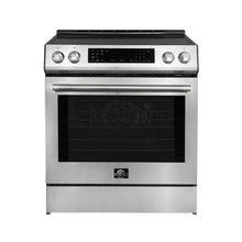 Forno Donatello Espresso 30-Inch Slide-In Stainless Steel Induction Range, Convection Oven, 5 Cooking Zones, Touch Control Panel FORNO