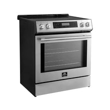 Forno Donatello Espresso 30-Inch Slide-In Stainless Steel Induction Range, Convection Oven, 5 Cooking Zones, Touch Control Panel FORNO