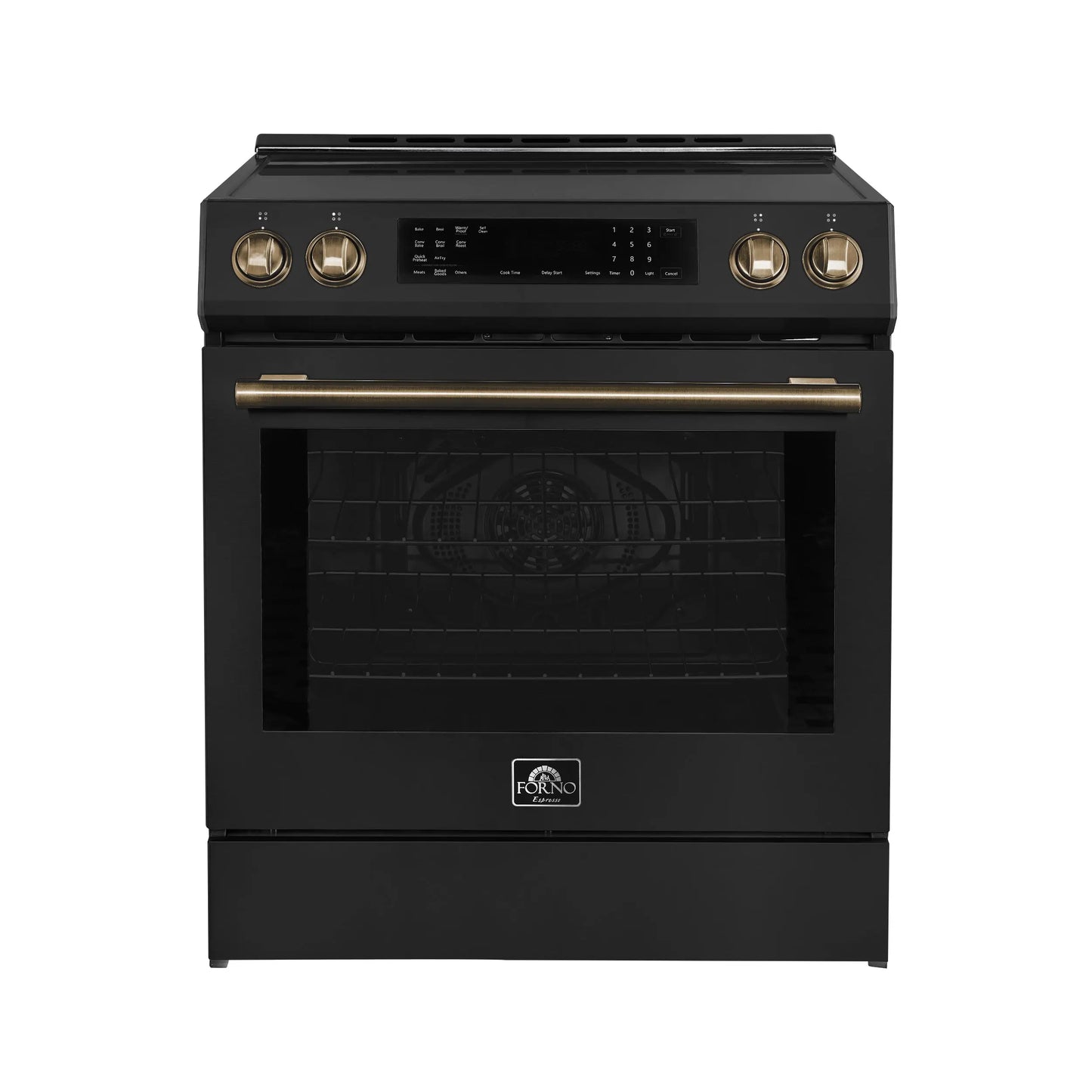 Forno Donatello Espresso 30-Inch Slide-In Black Induction Range, Convection Oven, 5 Cooking Zones, Touch Control Panel FORNO
