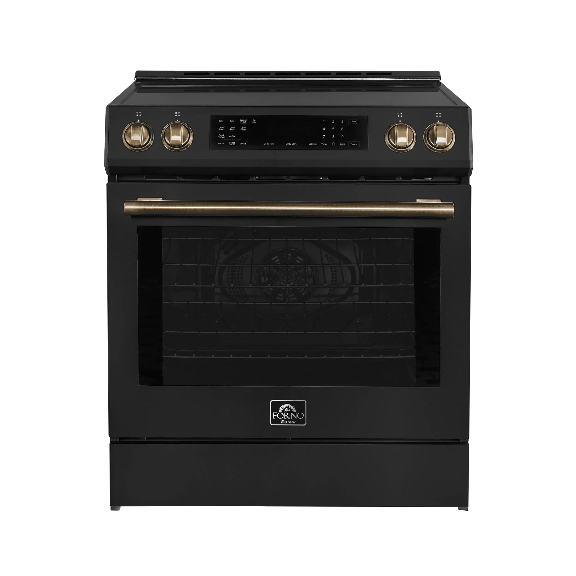 Forno Donatello Espresso 30-Inch Slide-In Black Induction Range, Convection Oven, 5 Cooking Zones, Touch Control Panel FORNO