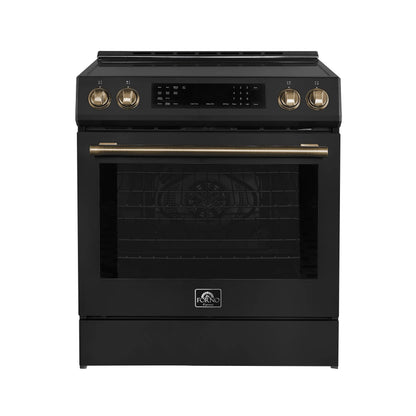 Forno Donatello Espresso 30-Inch Slide-In Black Induction Range, Convection Oven, 5 Cooking Zones, Touch Control Panel FORNO
