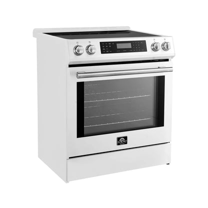 Forno Donatello Espresso 30-Inch Slide-In White Induction Range, Convection Oven, 5 Cooking Zones, Touch Control Panel FORNO
