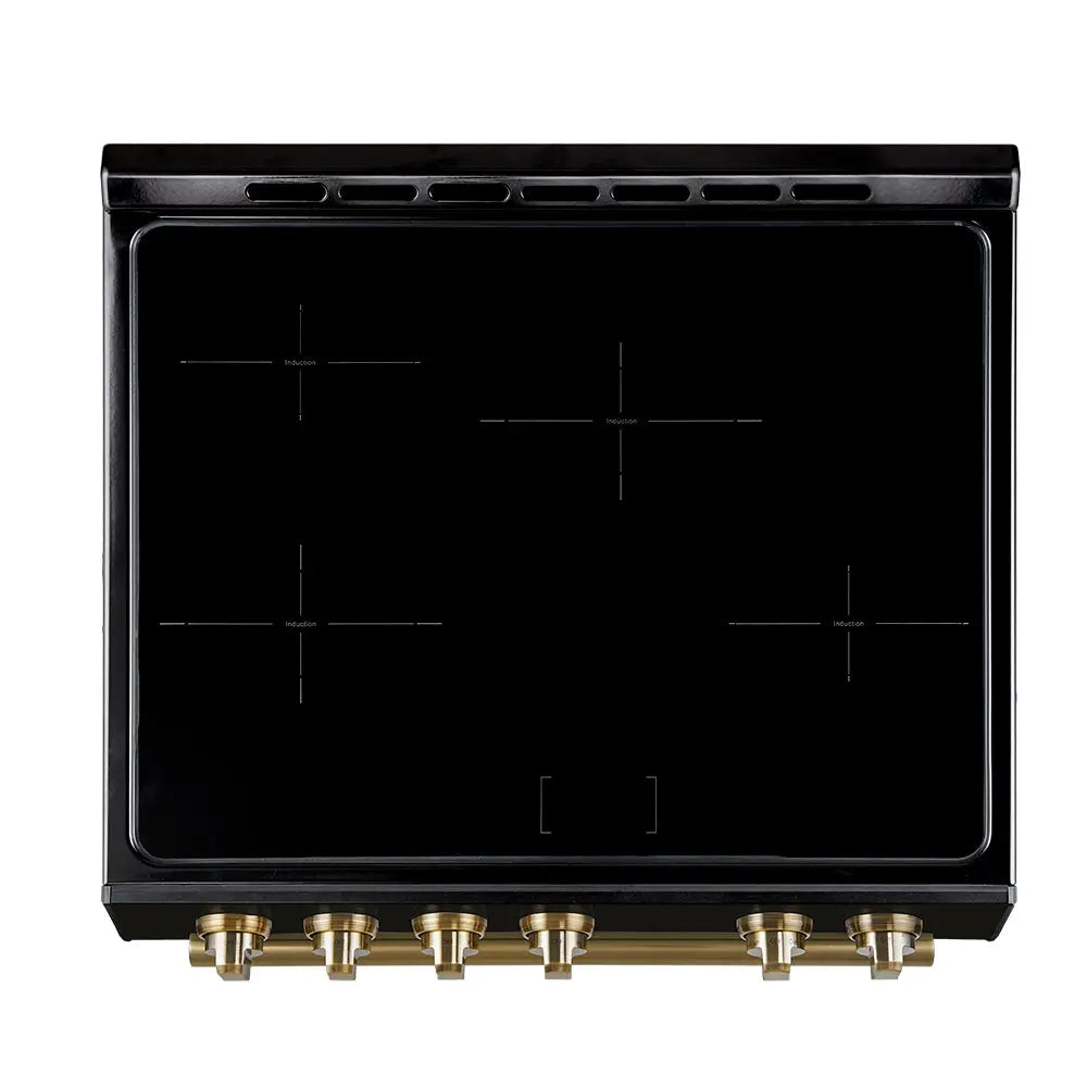 Forno Leonardo Espresso 30-Inch Slide-In Black Induction Range, Convection Oven, 5 Cooking Zones, Touch Control Panel FORNO