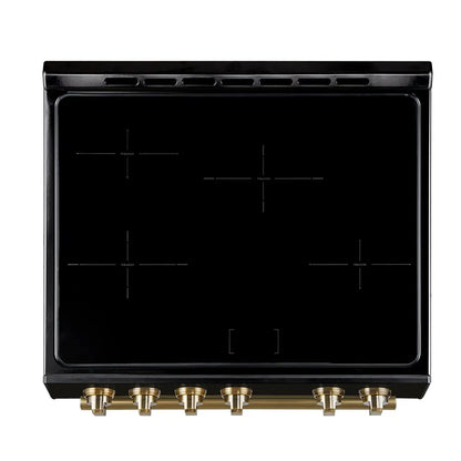 Forno Leonardo Espresso 30-Inch Slide-In Black Induction Range, Convection Oven, 5 Cooking Zones, Touch Control Panel FORNO