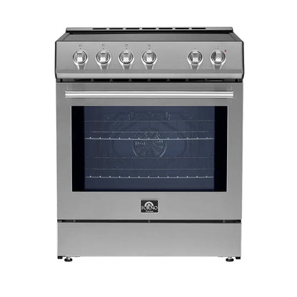 Forno Leonardo Espresso 30-Inch Slide-In Stainless Steel Induction Range, Convection Oven, 5 Cooking Zones FORNO