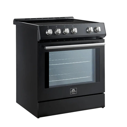 Forno Leonardo Espresso 30-Inch Slide-In Black Induction Range, Convection Oven, 5 Cooking Zones, Touch Control Panel FORNO
